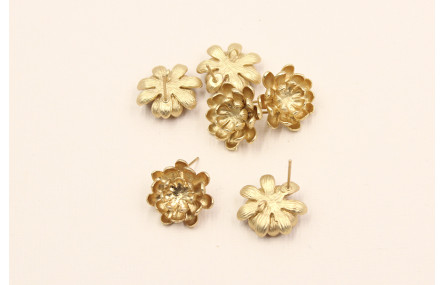 Pendiente Flor Oro Mate 16mm diametro