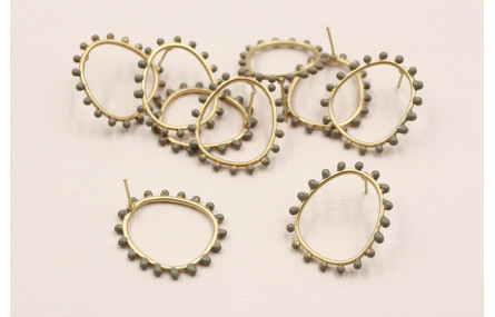 Pendiente Aro 26*22mm Bolas Grises de 3mm