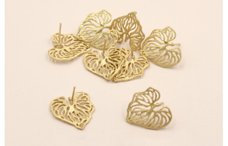 Pendiente Hoja calada 20*20mm Dorado Mate