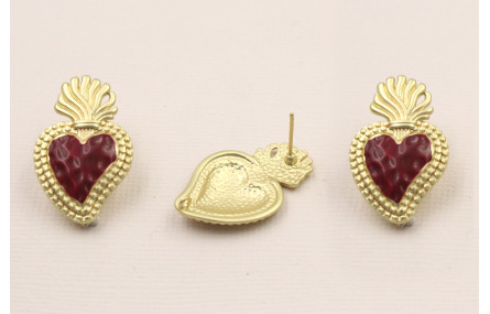 Perno Sagrado Corazón 28*20mm O.Mate esmalte rojo