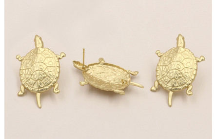 Pendiente Tortuga 40*20mm Dorada Mate