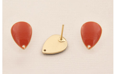 Gota Dorado Mate 12*8mm esmalte Rosa Coral