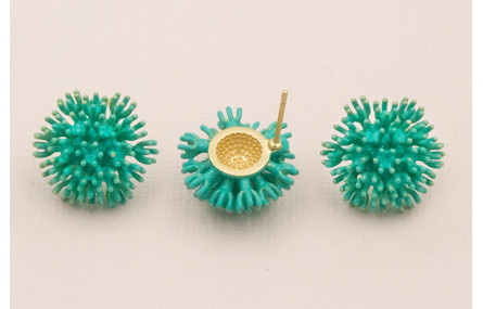 Pendiente Nenufar 17mm diametro Turquesa Fuerte