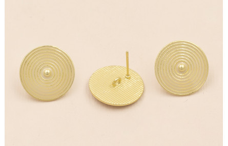 Pendiete Disco de 20mm Oro Mate Esmaltado Beige