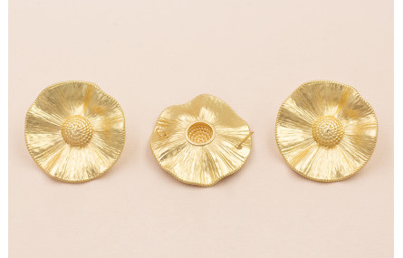 Pendiente Flor Redonda 35mm diámetro Oro Mate