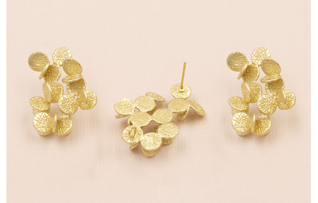 Pendiente Ramillete  hojas redondas 30*22 O. Mate