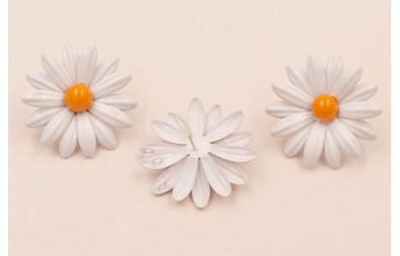 Pendiente Flor 40mm Blanca y Naranja