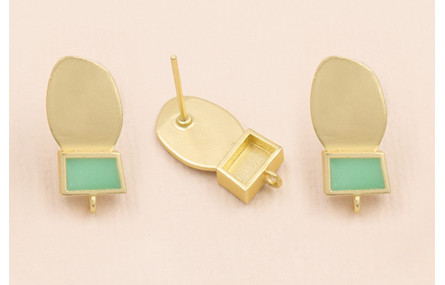 Pendiente cuadrado Turquesa con Chapa 18*7 O- Mate