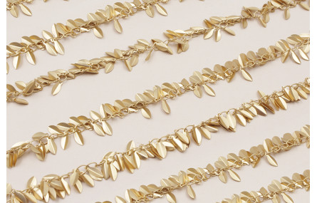 Cadena hojas de 7mm Oro Mate