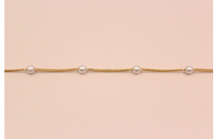 Cadena de 1mm con perla de 4mm Oro Mate