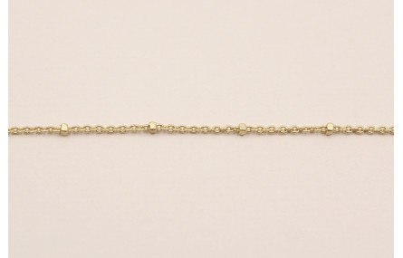 Cadena eslabón 1mm microbola de 1,5mm Dorado Mate