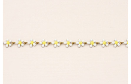 Cadena Latón Margaritas de 5mm Blancas y Amarillas