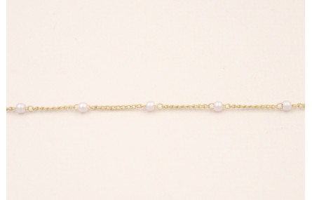 Cadena 1mm Oro Mate Microperla de 2mm espaciada