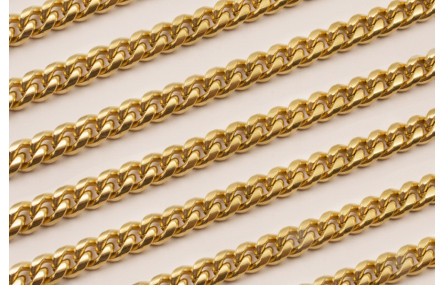 Stain Steel: Cadena eslabón facetado de 6mm Oro