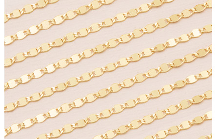 Cadena lámidas ovaladas 3mm ancho Baño Oro