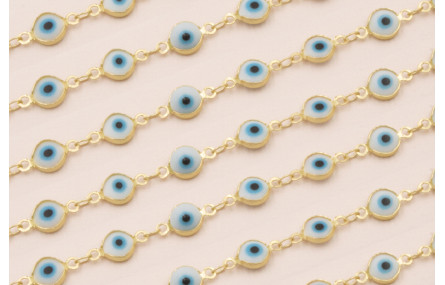 Cadena Ojos Turcos de 7mm Oro Mate