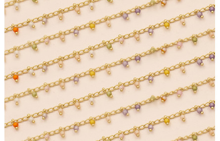 Cadena eslabon 2mm con Pivotes cristal Multicolor