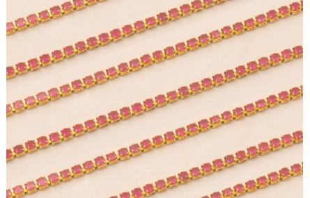 Cadena Strass Critstal 2mm Rojizo transparente