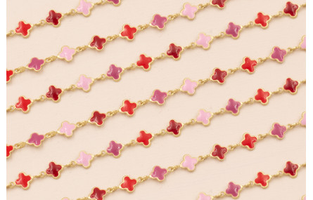 Cadena esmaltes 6*6mm Rojo, Rosa granate Oro Mate