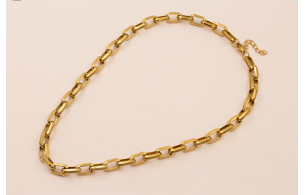 Collar Completo Acero Inox. Eslabon 15*9mm Oro