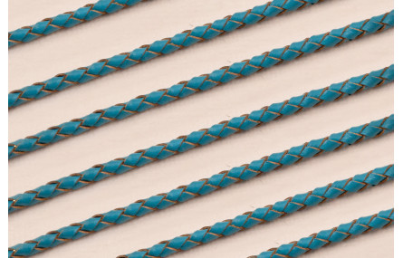 Cuero trenzado de 3mm Turquesa