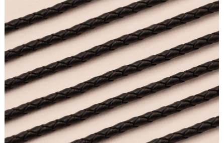 Cuero trenzado de 3mm Negro