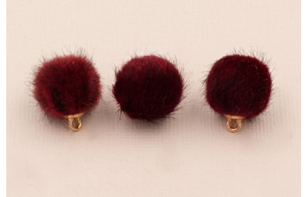 Bolita 16mm de pelo con gancho granate