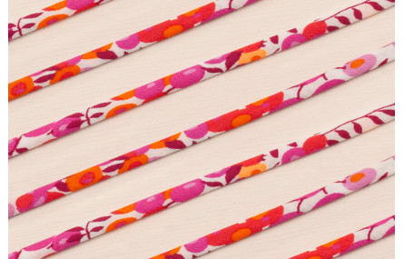 Lazo 4mm Liberty Flores Rosa, Cereza y Fluor