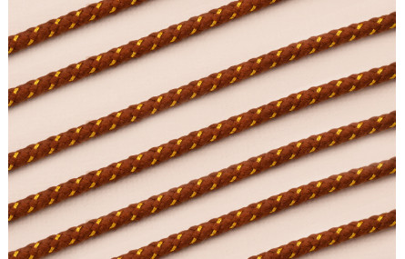 Cordón de 3mm Marrón con hilo dorado