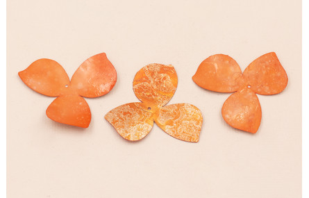 Flor 3 pétalos 35mm diametro Naranja y Metal