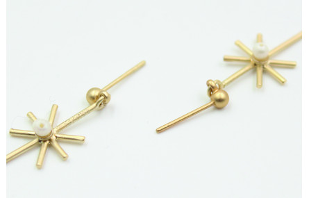 Pendientes colgante rayo de sol 3-3,2mm con perla 