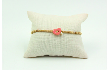 Pulsera entera nudo serpiente oro palido con coraz