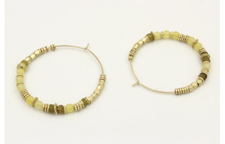 Pendientes aro grande con piezas irregulares dorad