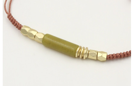 Pulsera nudo serpiente hilo oro rosa con facetadas