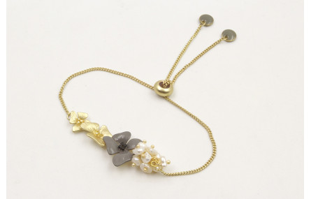 Pulsera cadena eslabón plano regulable con centro 