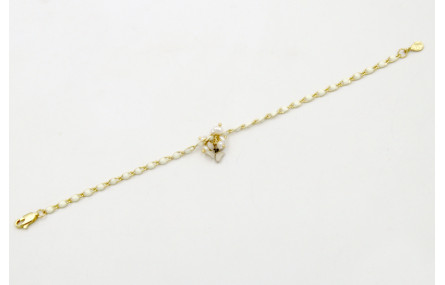 Pulsera cadena esmaltada blanca con flor esmaltada