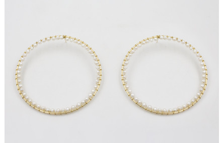 Pendientes maxi aro dorado con perlas naturles cos