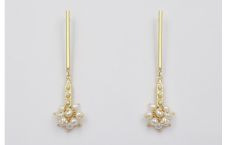 Pendientes listón dorado mate con entrepieza y bur