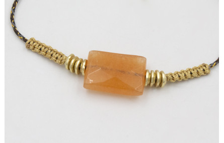 Pulsera hilo micro driza negro, dorado y gris con