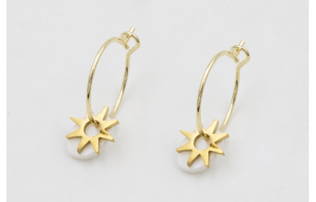 Pendientes acero inoxidable aro pequeño con estrel