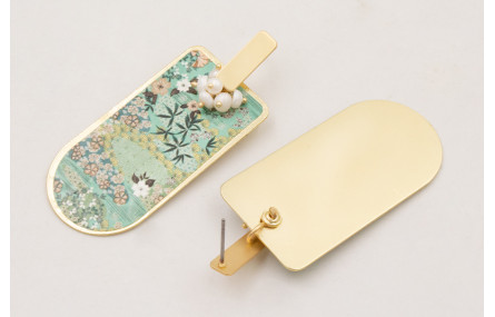 Pendientes listón dorado mate con burruño perlas c