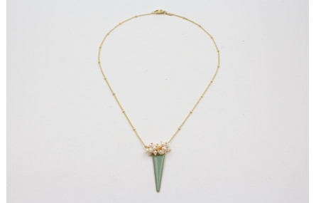 Collar cadena microbola dorada mate con burruño pe