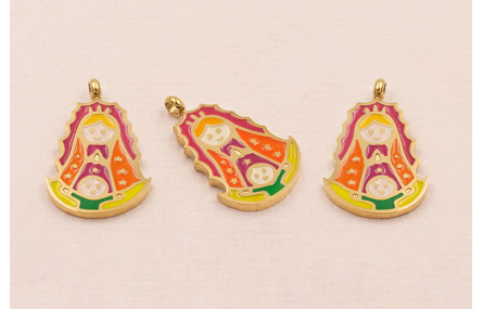 Colgante Virgen A.INOXIDABLE esmaltada 20*12mm