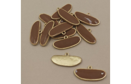 Colgante esmaltado 12*22mm  Marrón