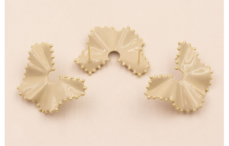 Hoja ondulada esmalte Beige Ribetes Dorados 40*30