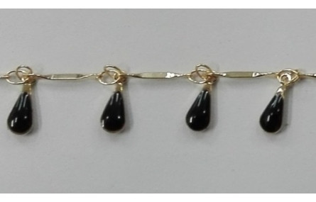 Cadena colgante gotas esmalte negro Mate
