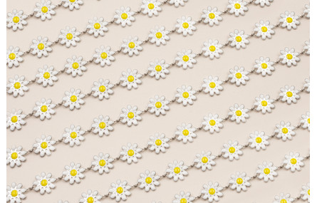 Stain Steel: Cadena Acero Margaritas 10mm  Blancas