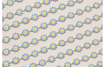 Stain Steel: Cadena Acero Margaritas 10mm Azules