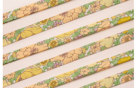 Lazo estampado bies 10mm Flores Amarillas y verdes