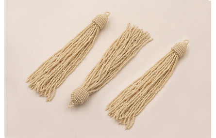 Fleco de Abalorio de 120mm Crema